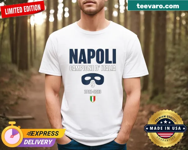 Commemorative Napoli Champions T-shirt with bold text.