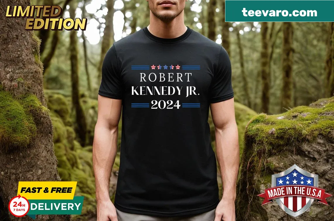 Robert Kennedy Jr. for President 2024 T-shirt with bold typography — on a men's t-shirt