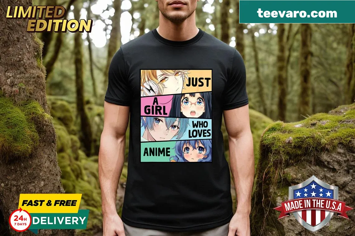 Cute anime girls graphic T-shirt for anime lovers. — on a men's t-shirt