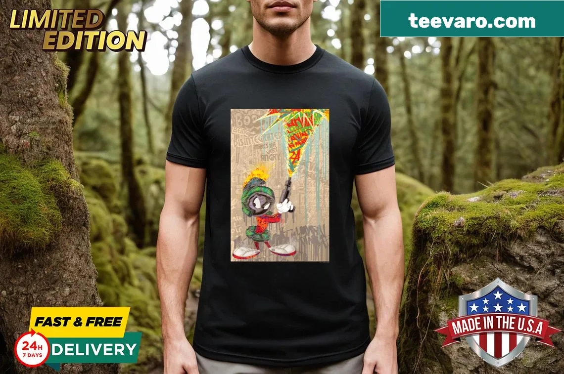 Marvin the Martian disintegrated graphic T-shirt — on a men's t-shirt