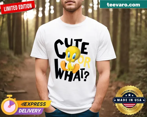 Slim fit T-shirt featuring Tweety Bird with Cute Or What text