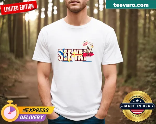 Wile E. Coyote and Roadrunner graphic on t-shirt
