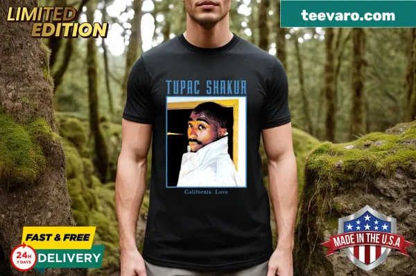 Tupac side-eye cartoon graphic on t-shirt