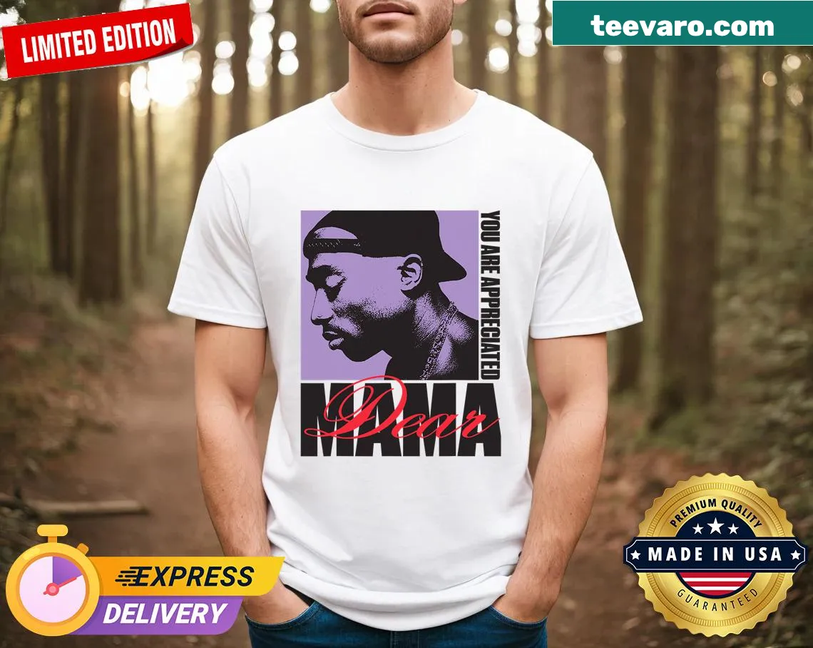 Tupac t-shirt featuring the 'Dear Mama' tribute design — on a men's t-shirt