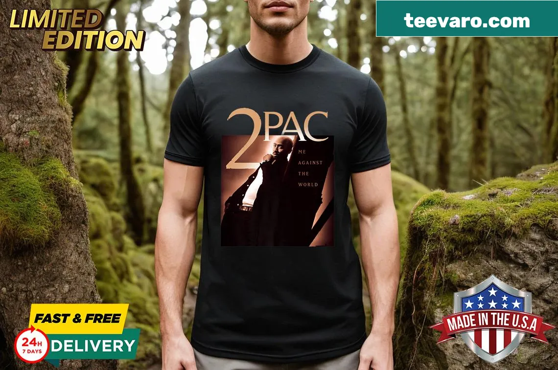 Oversized Tupac Me Against The World graphic T-shirt — on a men's t-shirt