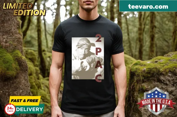 Playful Tupac Tune In printed t-shirt with dynamic design.