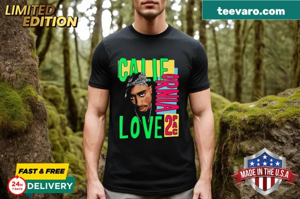 Vintage-style V-neck T-shirt with Tupac California Love design