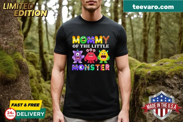 Vintage-style t-shirt featuring a playful medley of cartoon monsters.