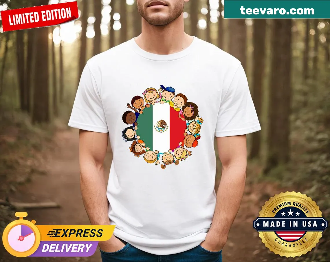 Kids T-shirt featuring a Mexican flag design for heritage celebration. — on a men's t-shirt