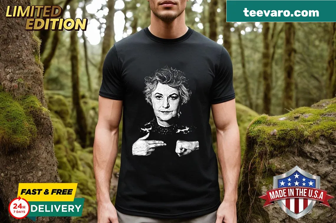 Vintage tribute t-shirt featuring Bea Arthur and Run The Jewels graphic — on a men's t-shirt