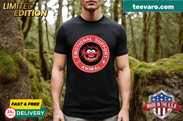 T-shirt featuring adorable Muppet characters as emotional support animals