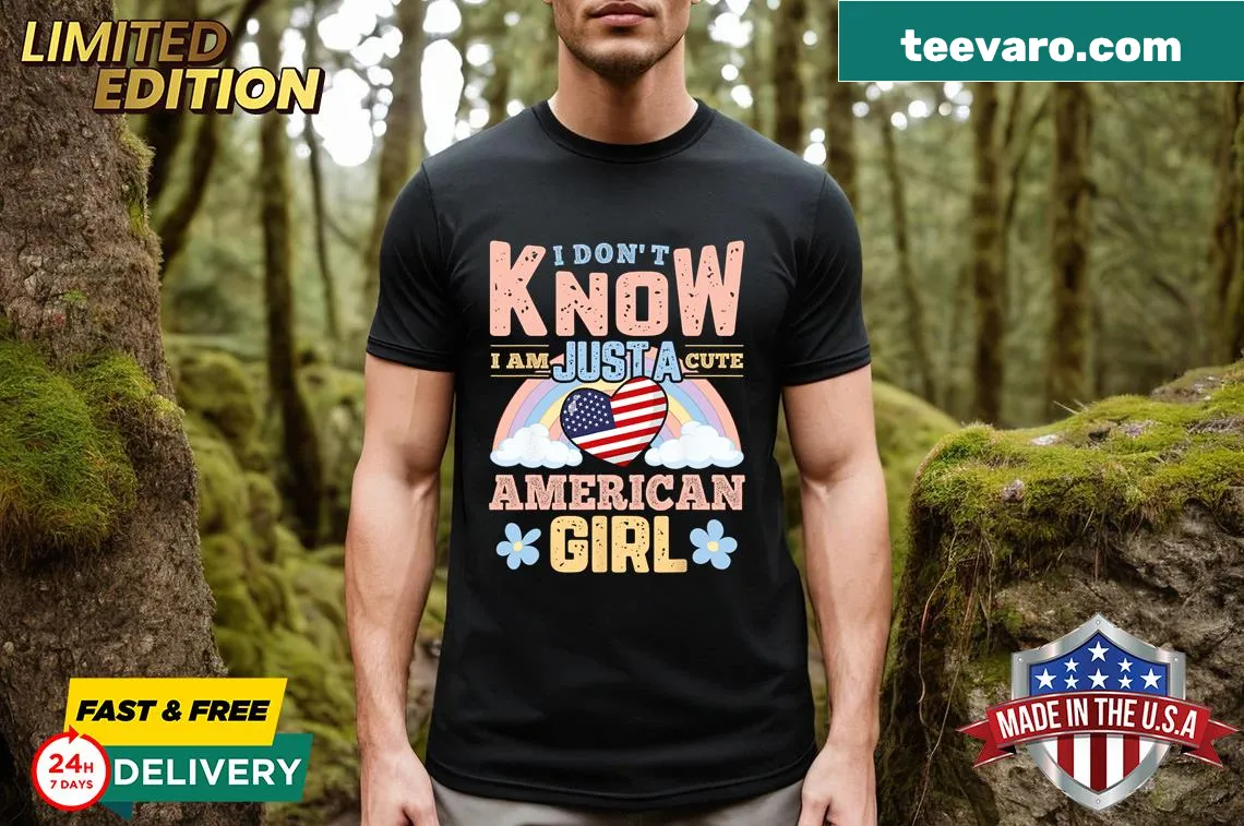 Playful illustrated t-shirt with American flag design — on a men's t-shirt