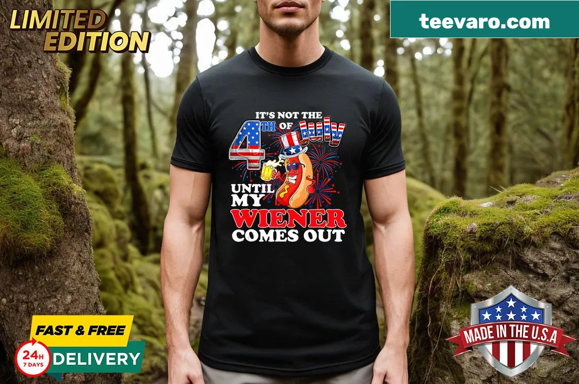Funny T-shirt with a phrase about grilling wieners — on a men's t-shirt