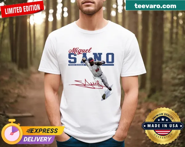 Cartoon-style T-shirt featuring Miguel Sano.