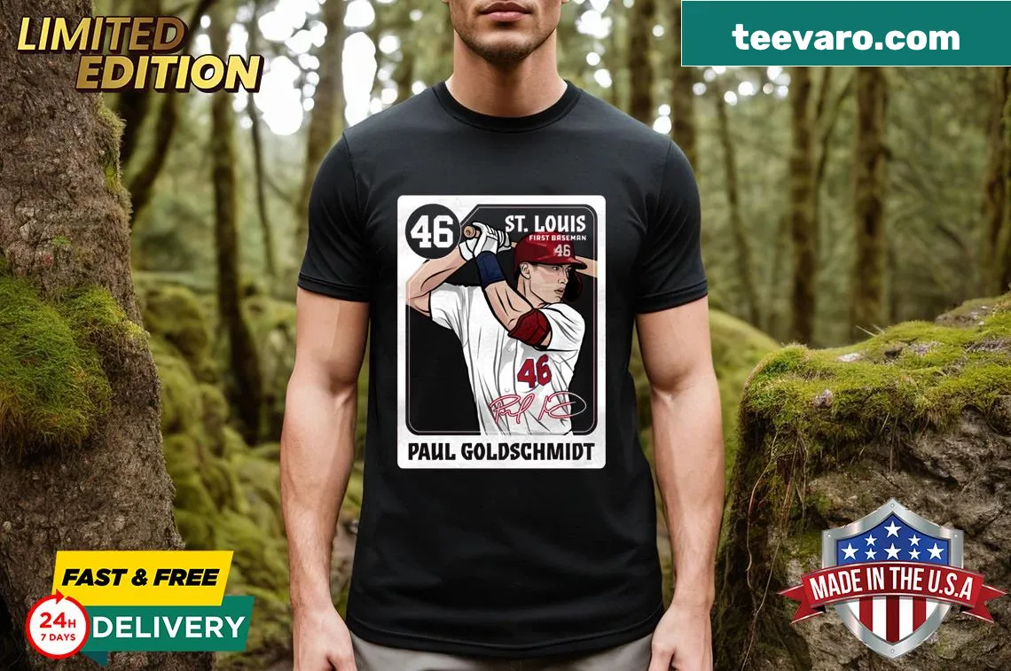 T-shirt showcasing Paul Goldschmidt's name in a sleek design — on a men's t-shirt