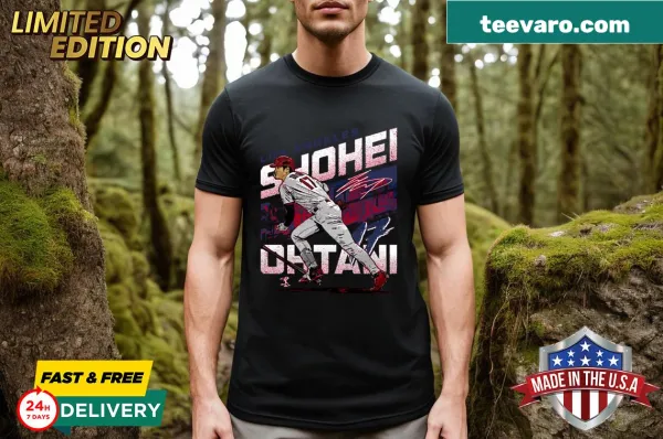 Typographic T-shirt featuring Los Angeles and Shohei Ohtani