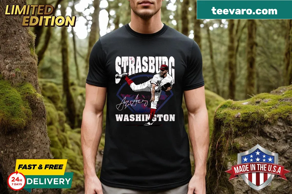 Stephen Strasburg Washington Field T-shirt featuring player design — on a men's t-shirt