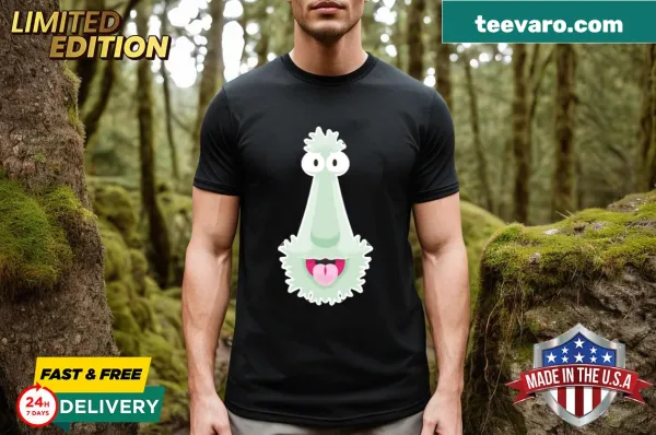 Playful illustration of a quirky green monster in a humorous graphic