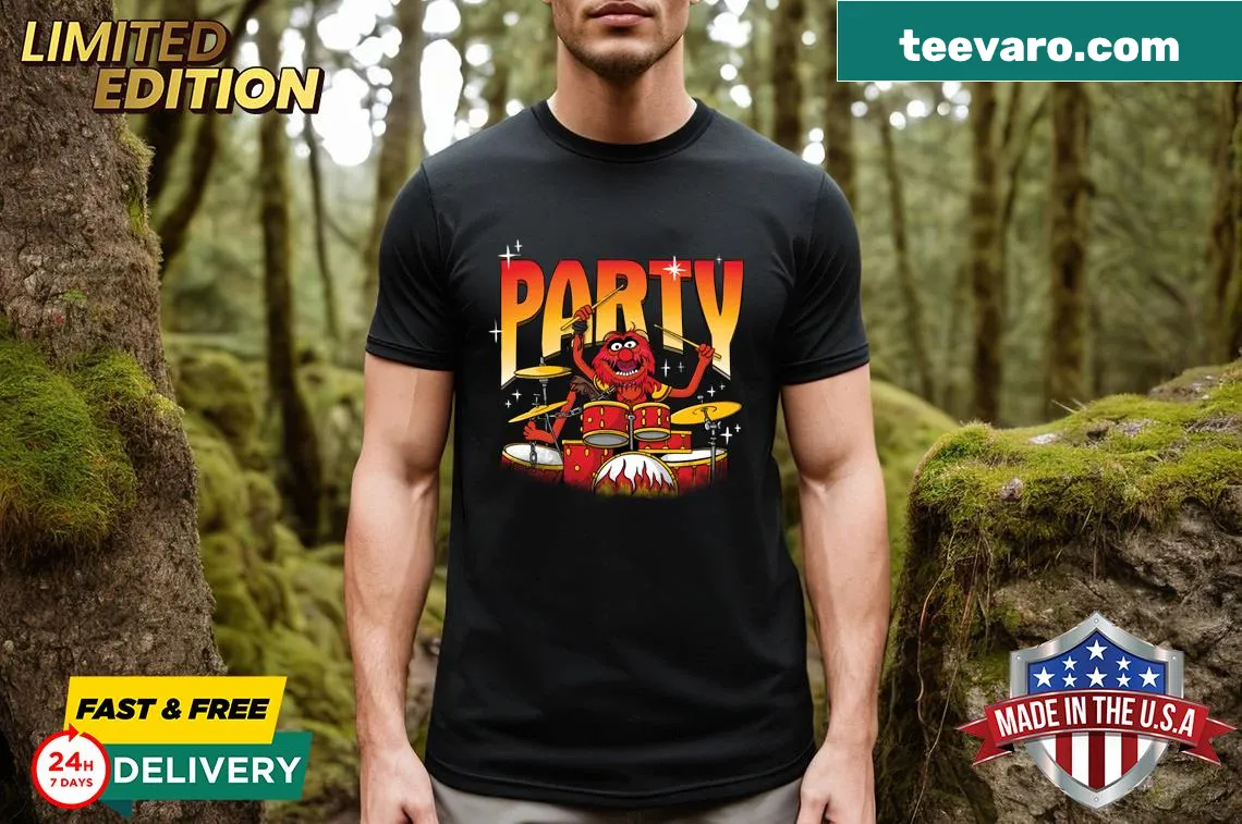 Fun Party Animal Muppets Show t-shirt with playful design — on a men's t-shirt