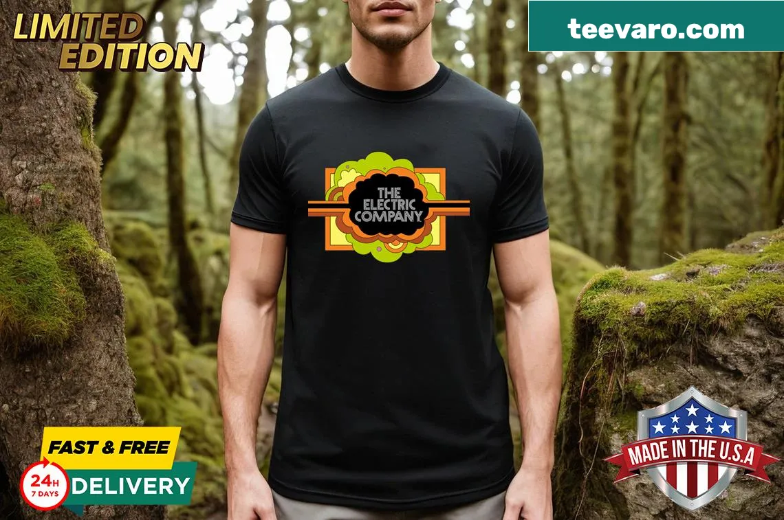 Vintage-style T-shirt with an old electric company logo. — on a men's t-shirt