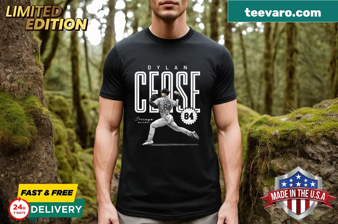 Illustration of Dylan Cease for Chicago baseball fans — on a men's t-shirt