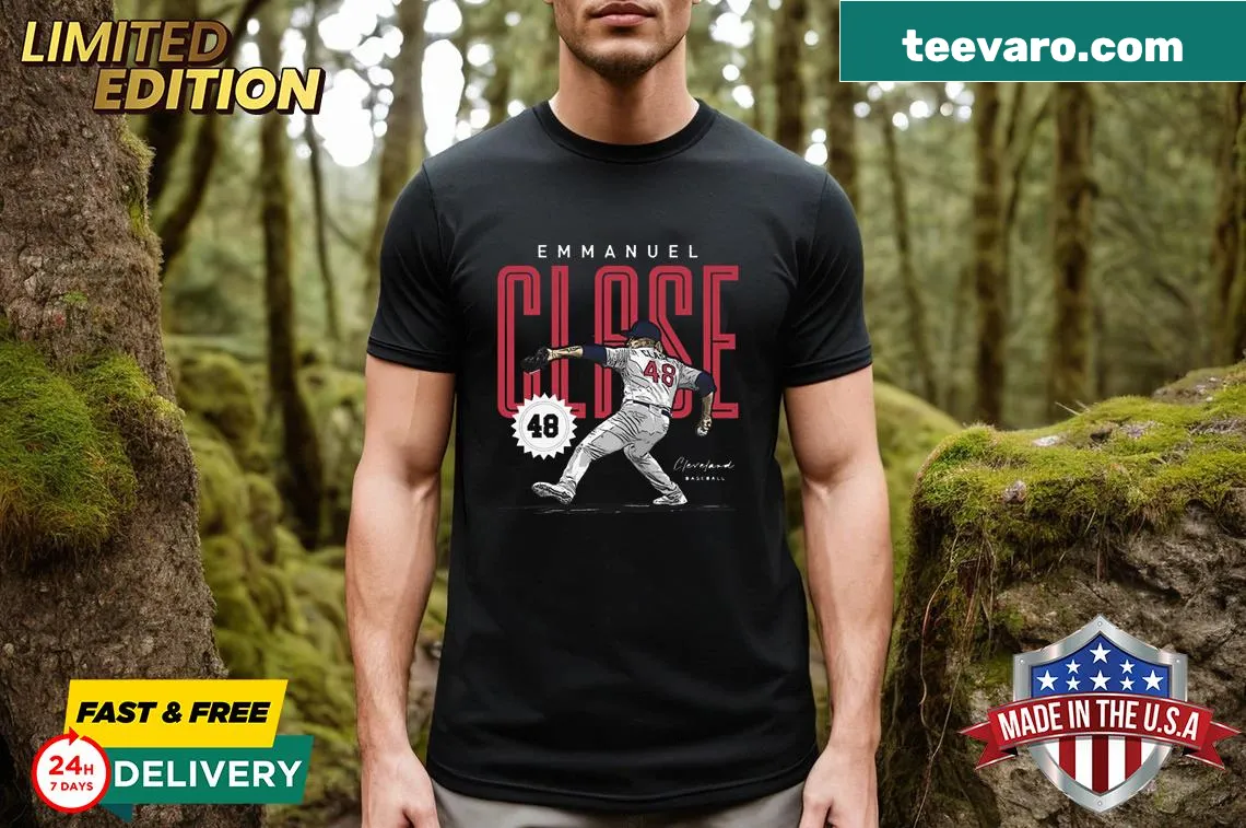 Emmanuel Clase Cleveland baseball shirt with unique artwork — on a men's t-shirt