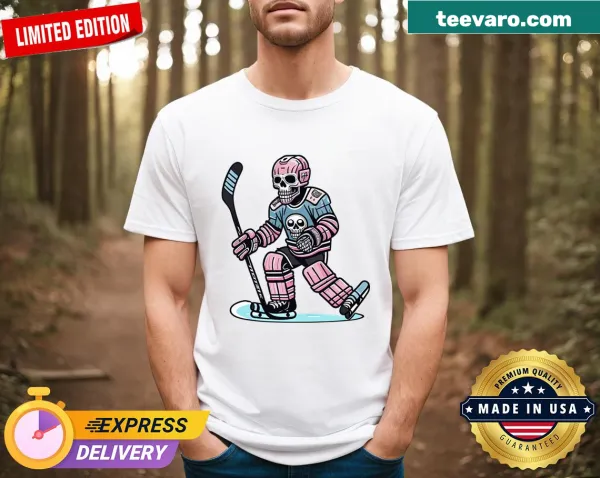 Hockey-themed T-shirt with dynamic artistic graphic