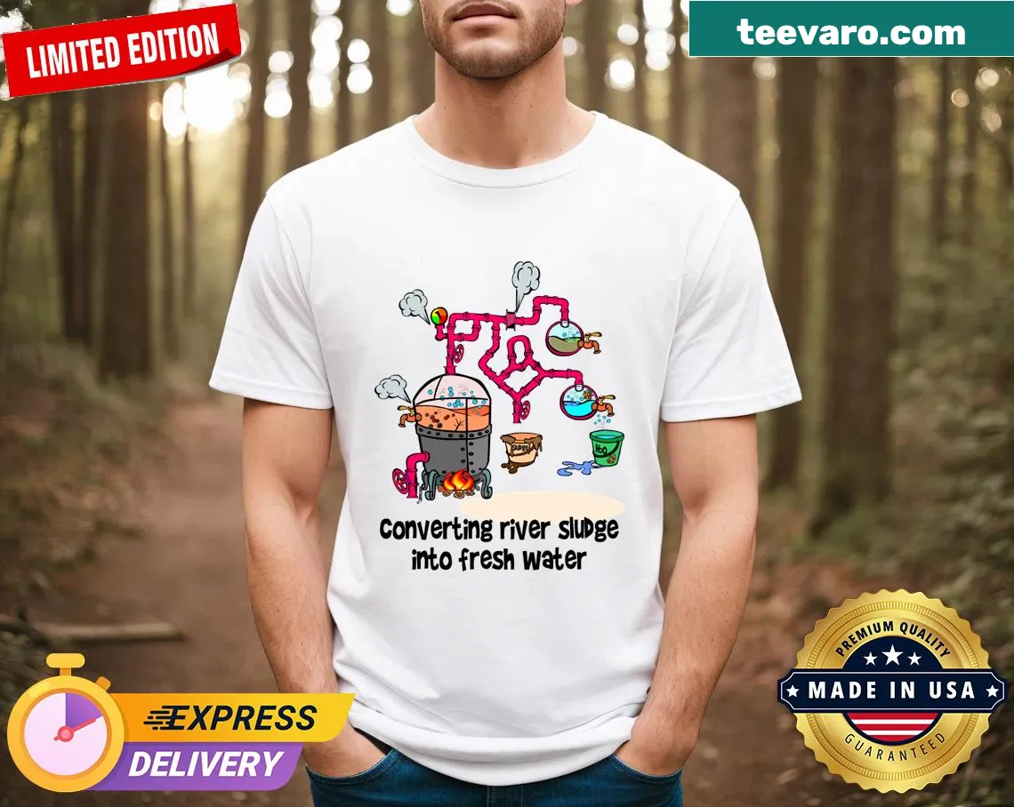 Cartoon t-shirt promoting environmental awareness — on a men's t-shirt