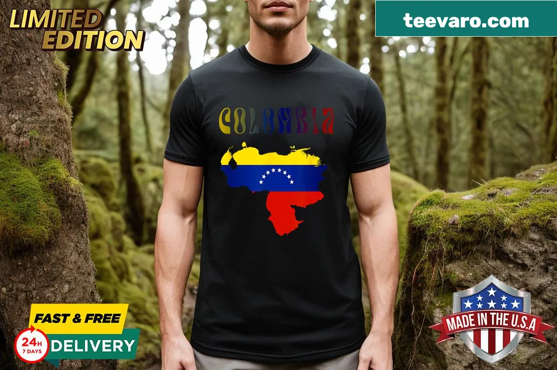 Colombia flag design on a T-shirt — on a men's t-shirt