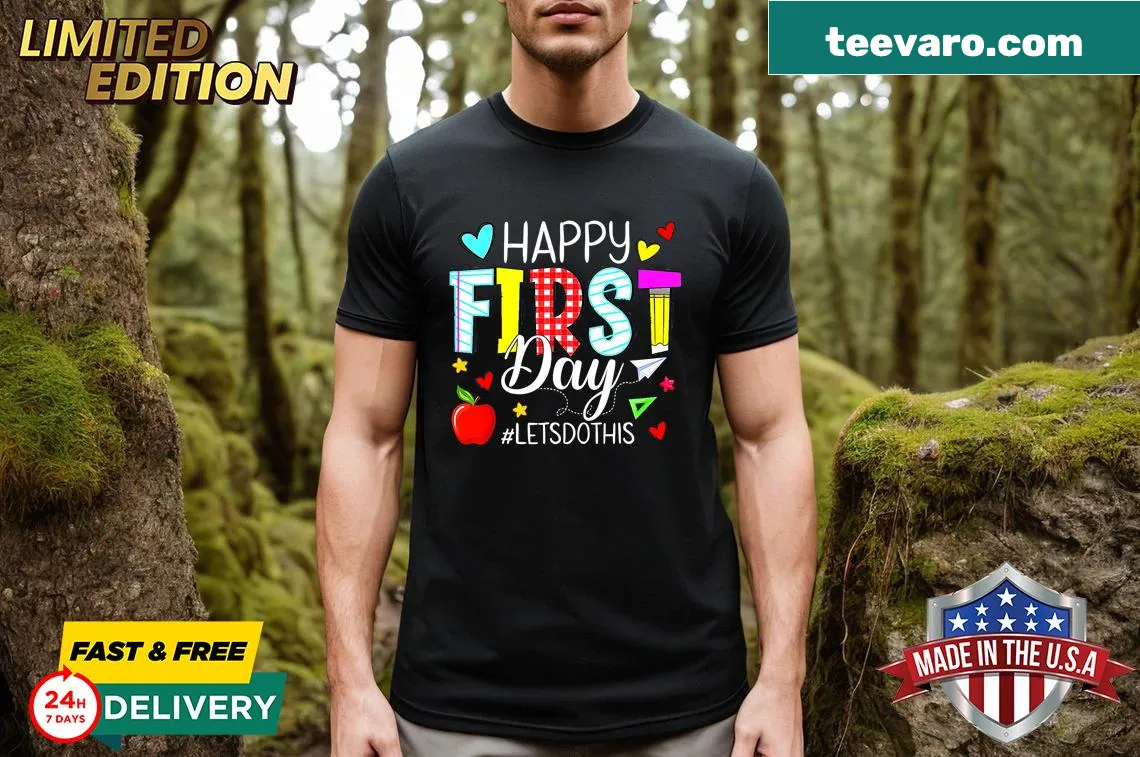 Motivational T-shirt for teachers with 'Let's Do This' text — on a men's t-shirt