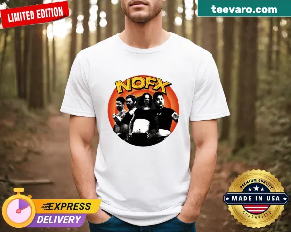 Vintage cartoon-style NOFX T-shirt celebrating punk rock culture