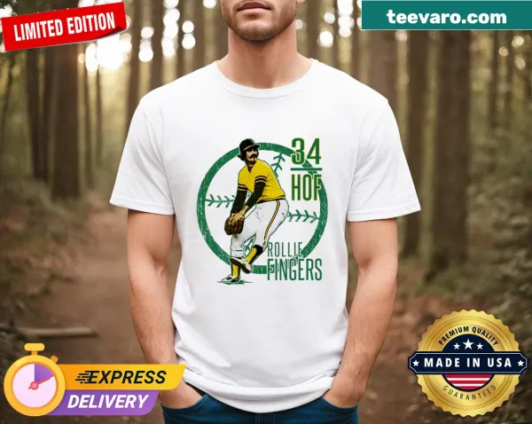 Vintage style Rollie Fingers Oakland Hof T-shirt with distressed graphics