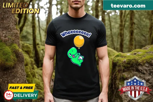 Cartoon dinosaur design with funny text on a T-shirt
