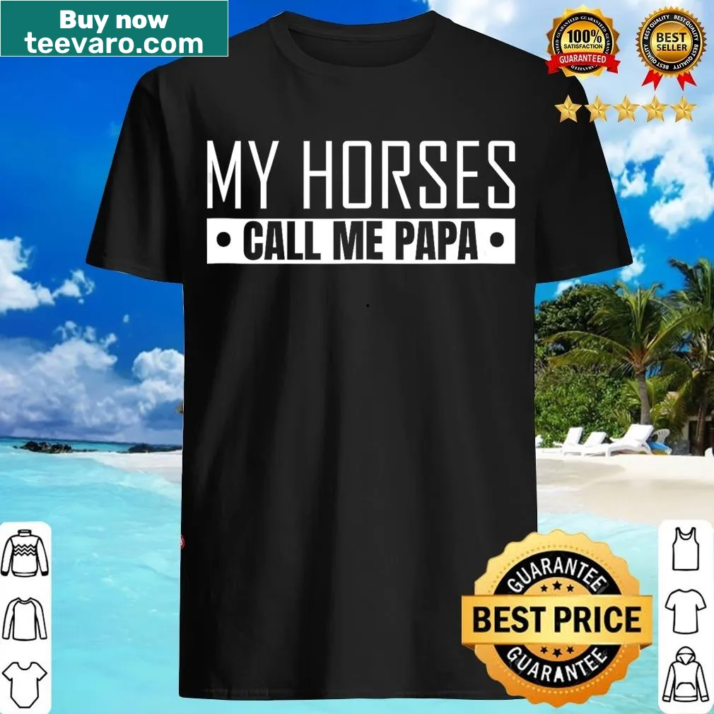 T-shirt with a cheerful quote, 'Papa Of Horses,' celebrating horse-loving dads. — on a men's t-shirt