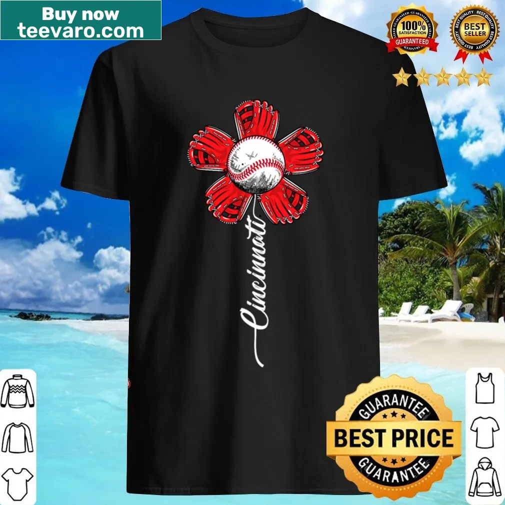 Vintage-style t-shirt with floral and baseball elements for fans — on a men's t-shirt