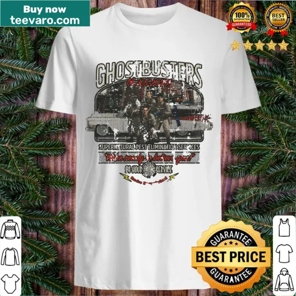 Vintage-style Ghostbusters T-shirt featuring the iconic logo