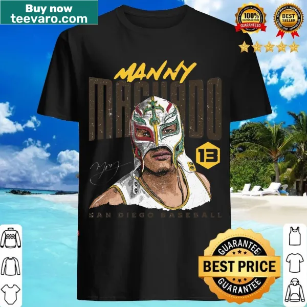Manny Machado T-shirt featuring a bold mask design