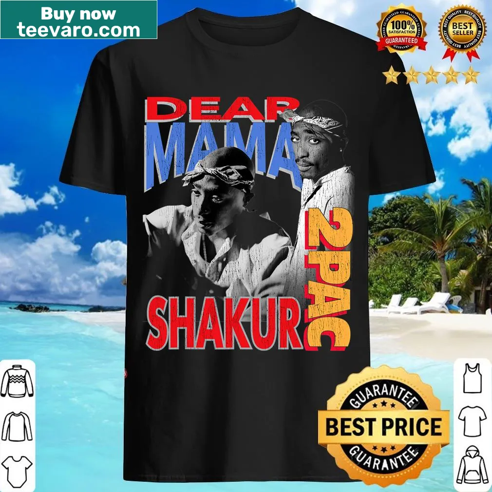T-shirt featuring a typographic design honoring Tupac's song 'Dear Mama' — on a men's t-shirt