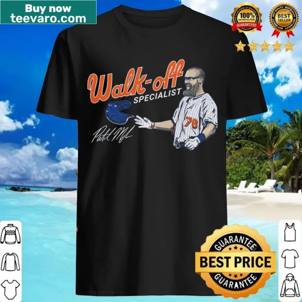 T-shirt featuring the phrase Walkoff Specialist celebrating Patrick Mazeika