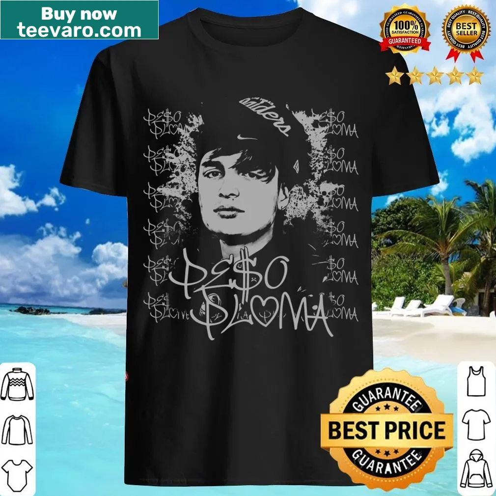 Peso Pluma T-shirt featuring his name in bold text — on a men's t-shirt