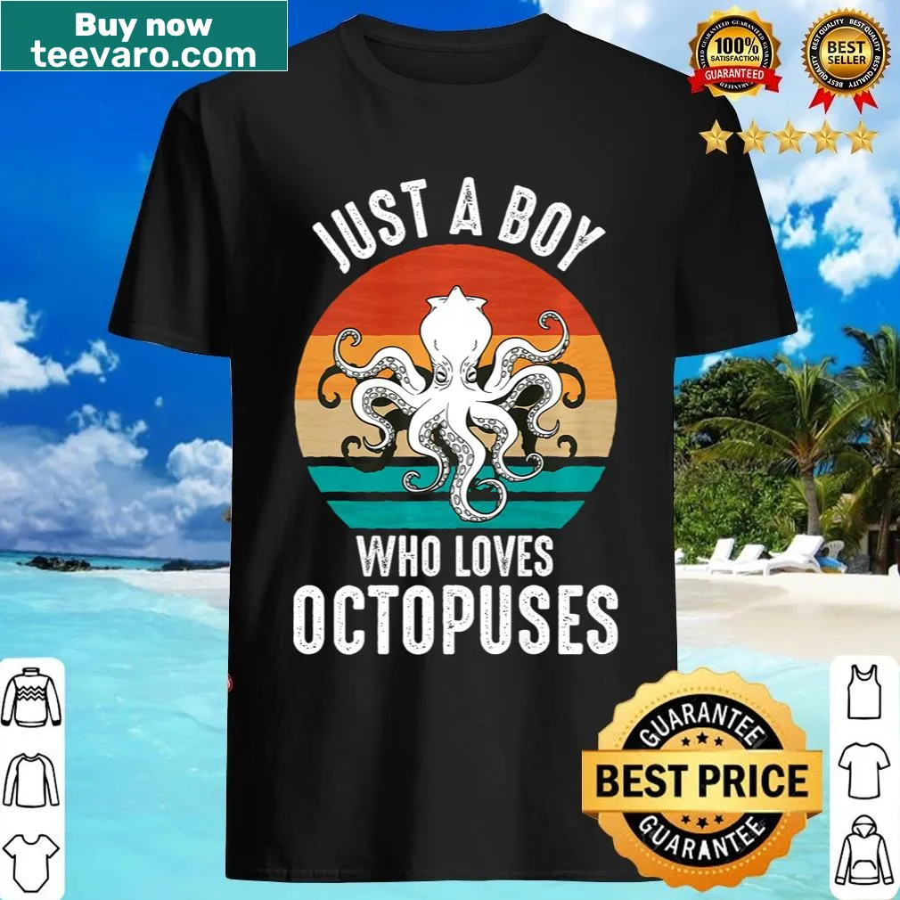 Cute T-shirt featuring a cartoon octopus and playful text — on a men's t-shirt