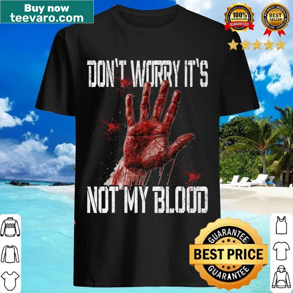 Funny Halloween shirt with the phrase about blood — on a men's t-shirt