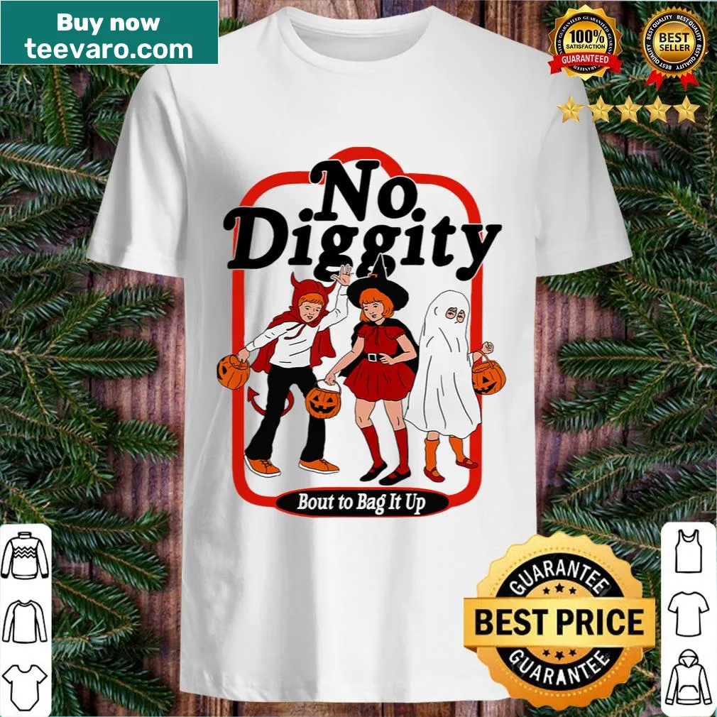 Fun t-shirt with 'No Diggity Bout To Bag It Up' text — on a men's t-shirt