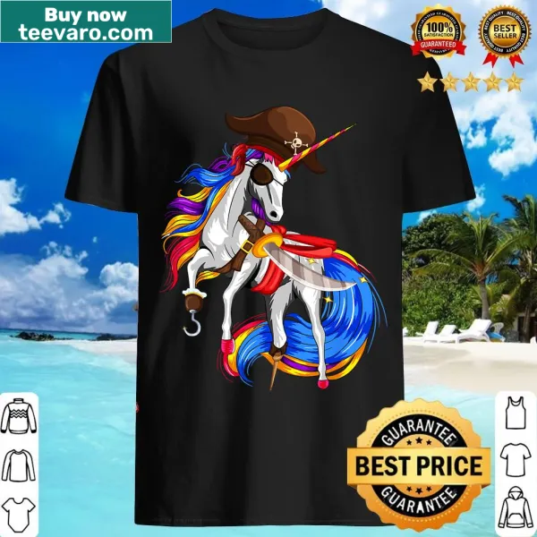 T-shirt featuring a pirate unicorn design for Halloween