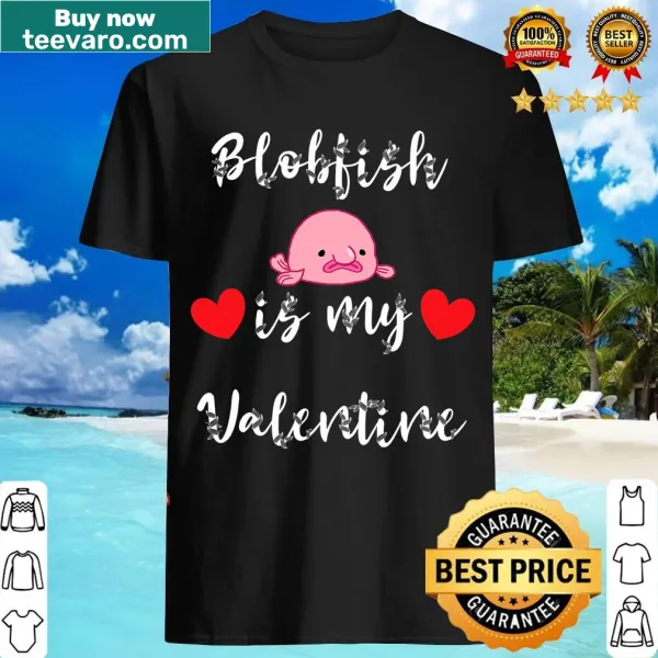 Funny Valentine's Day T-shirt featuring a grumpy blobfish