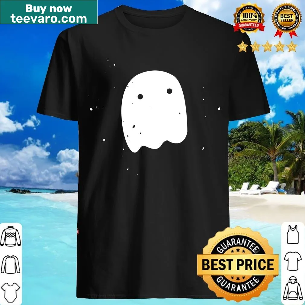 Cute cartoon t-shirt with a friendly floating ghost design. — on a men's t-shirt