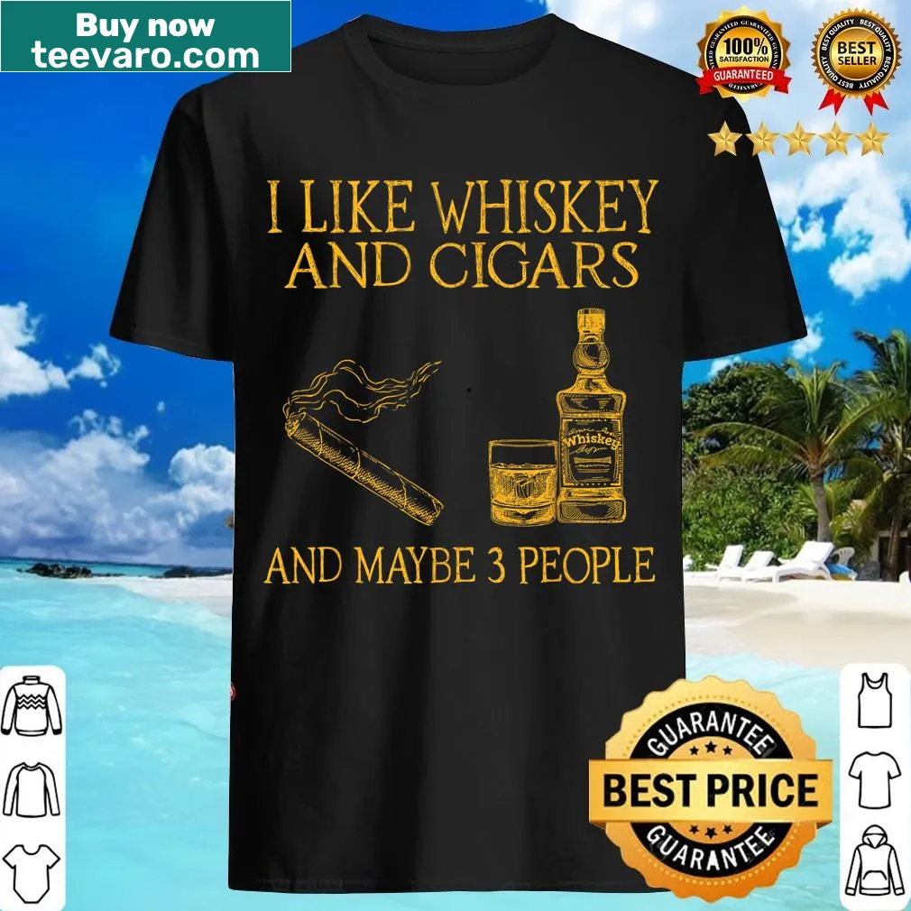 Retro T-shirt featuring the phrase about whiskey and cigars — on a men's t-shirt
