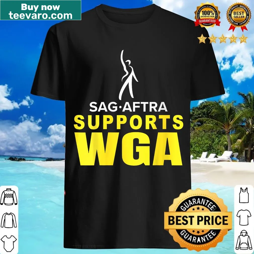 Bold support t-shirt for SAG-AFTRA and WGA — on a men's t-shirt