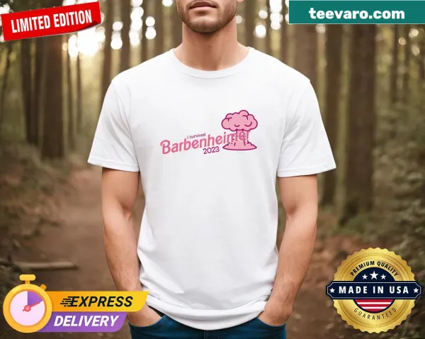 Fun t-shirt celebrating Barbenheimer phenomenon with witty text.