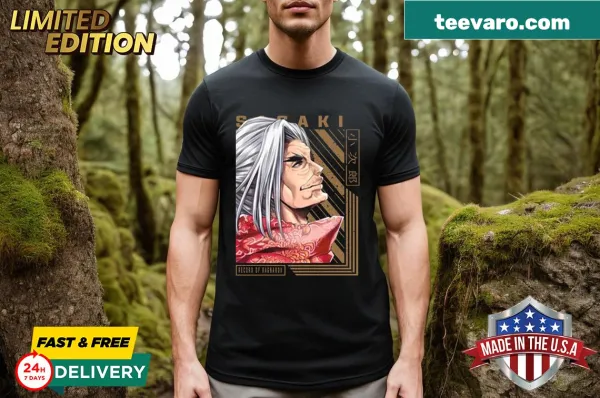 Cartoon-style t-shirt featuring Kojiro Sasaki from Record Of Ragnarok